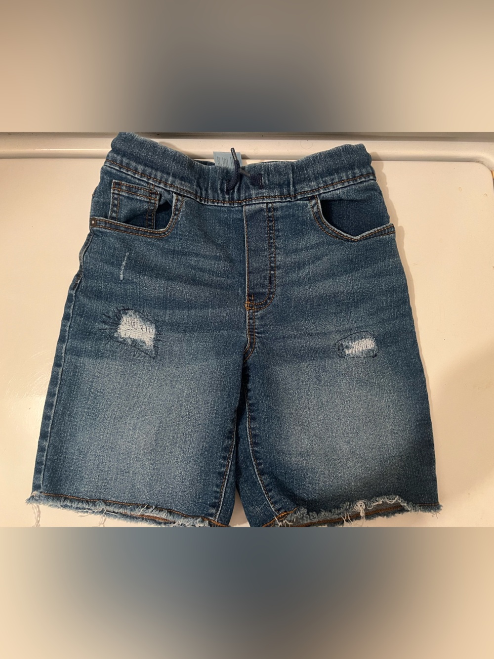 OshKosh B’gosh Boys Size 7 Denim Jean Shorts Distressed Frayed Hem